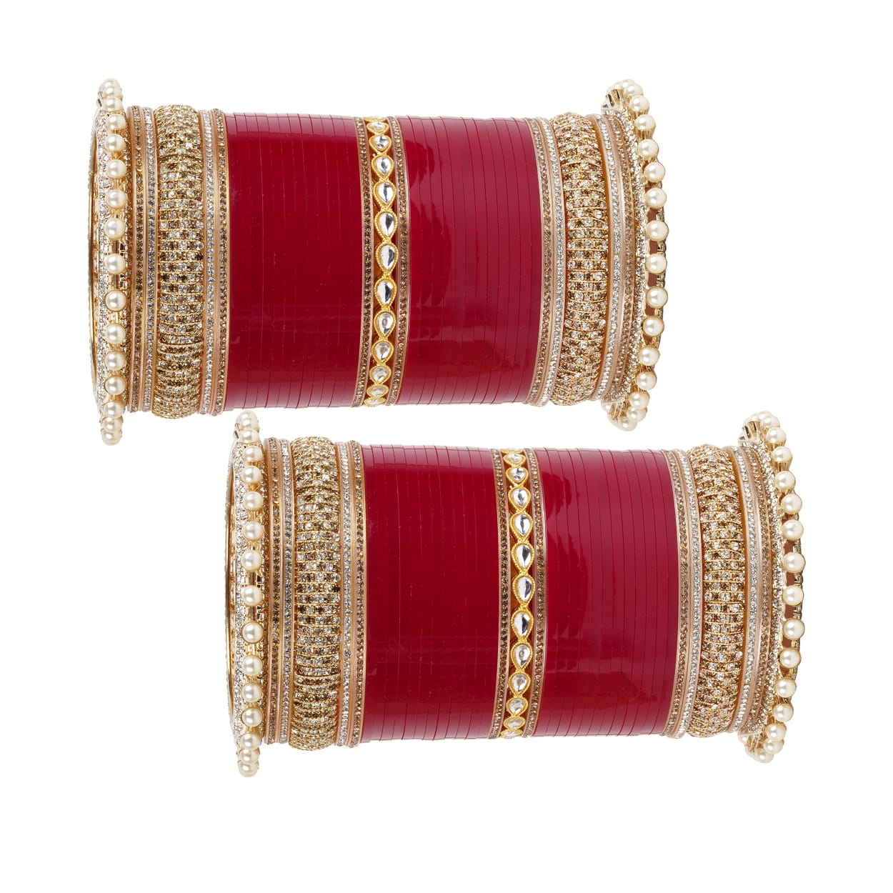 Archu bangles with double Kundan pearls