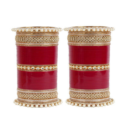 Archu bangles with double Kundan pearls