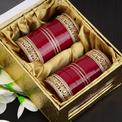 Antique bridal bangles Double reverse AD stone