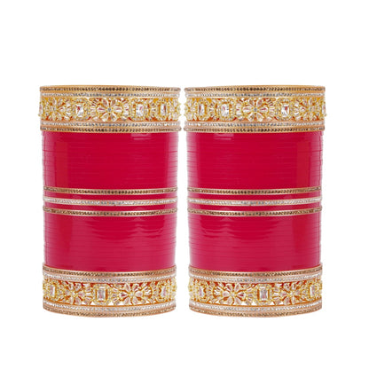 Antique bridal bangles Double reverse AD stone