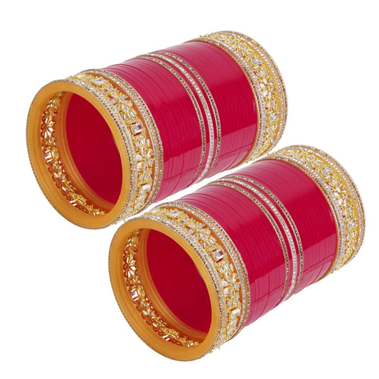 Antique bridal bangles Double reverse AD stone