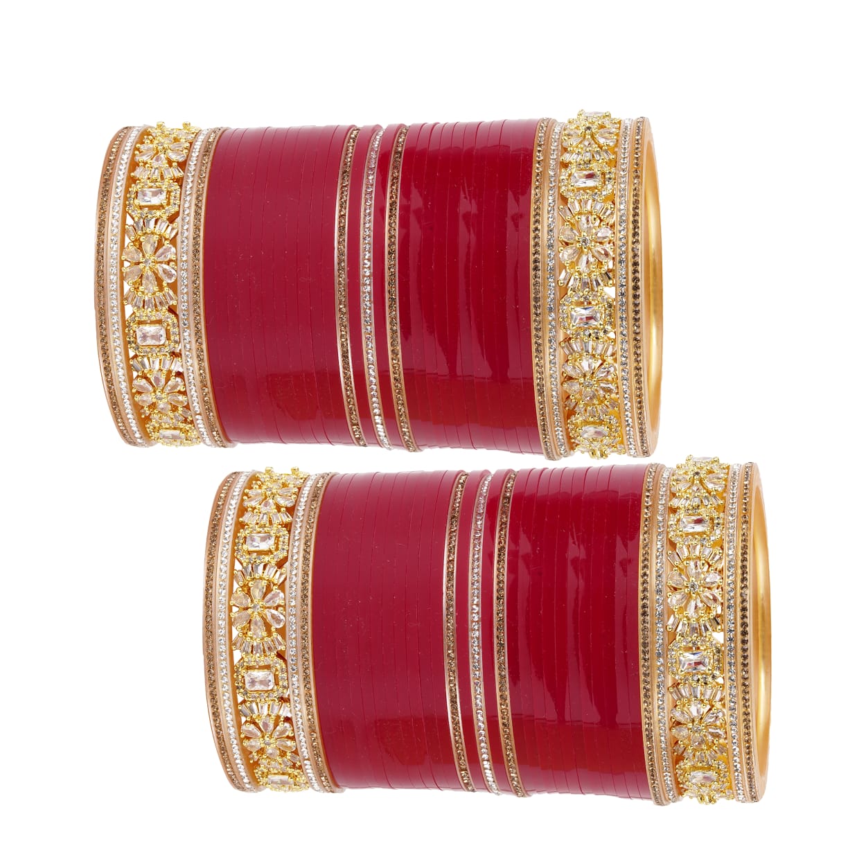 Antique bridal bangles Double reverse AD stone