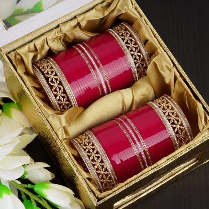 Premium Bridal Bangles with  Flowers AD tuned