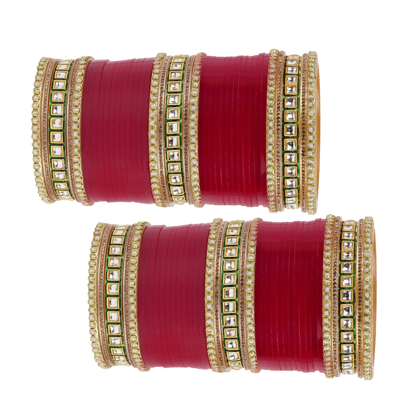 Meenakari Chura with Green Kundan