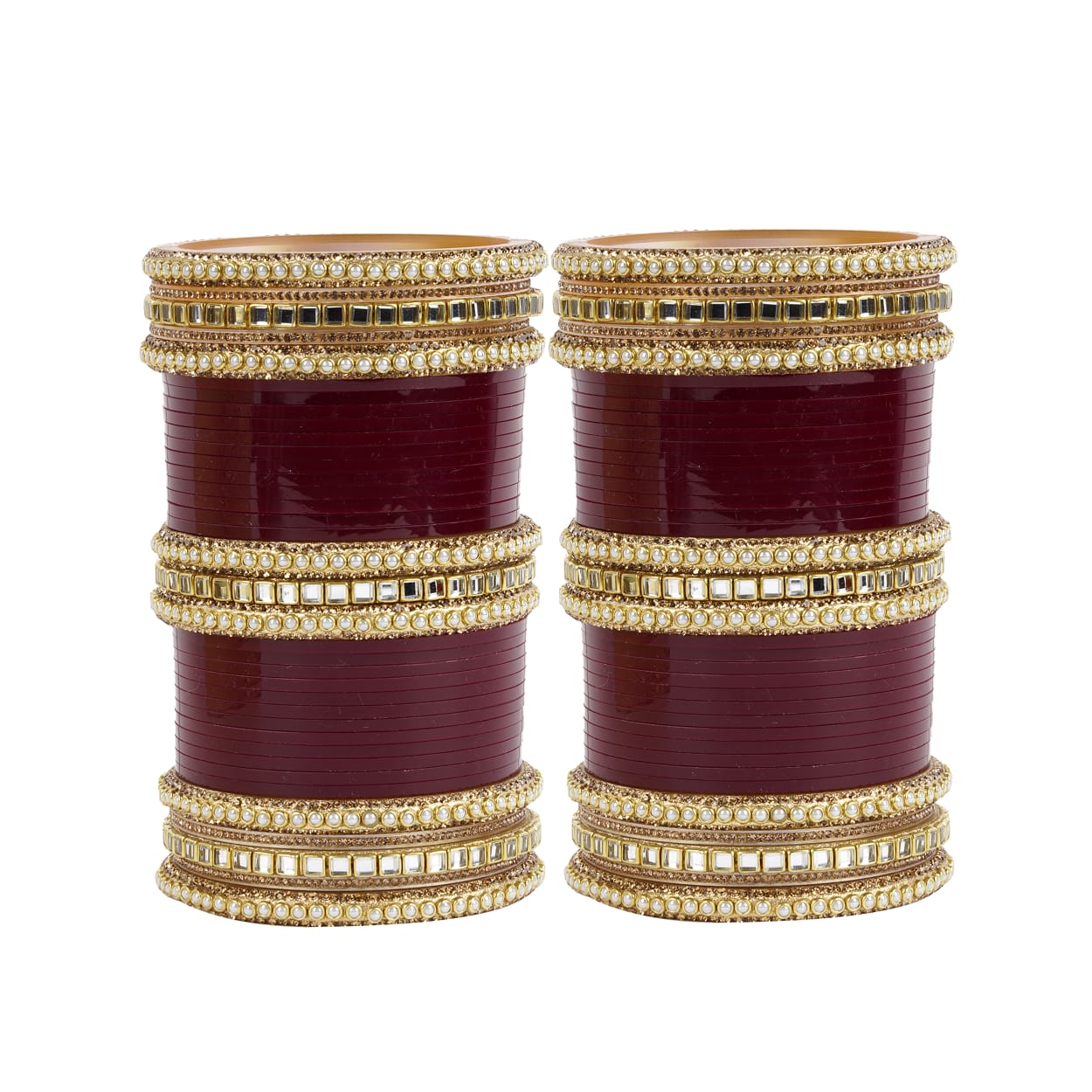 Close-up of AD stone bridal bangles