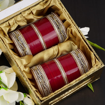 Bridal chura with detailed leaf design work