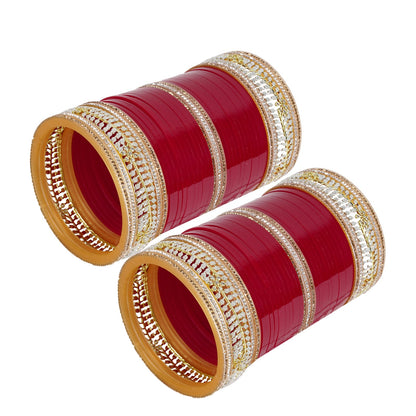 Leaf motif gemstone bridal chura