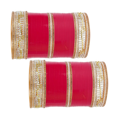 Glossy red and maroon bangles with AD stones