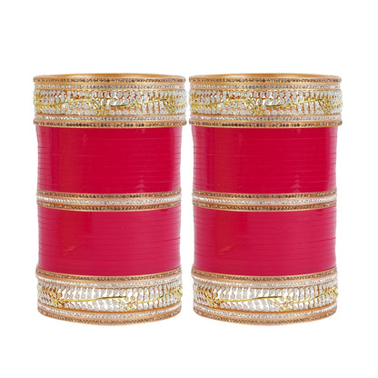 Traditional wedding chura with leaf style accents