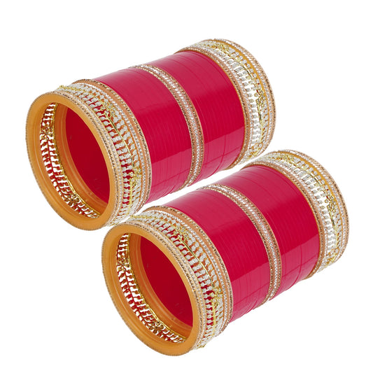 Handcrafted bridal chura with shining AD details