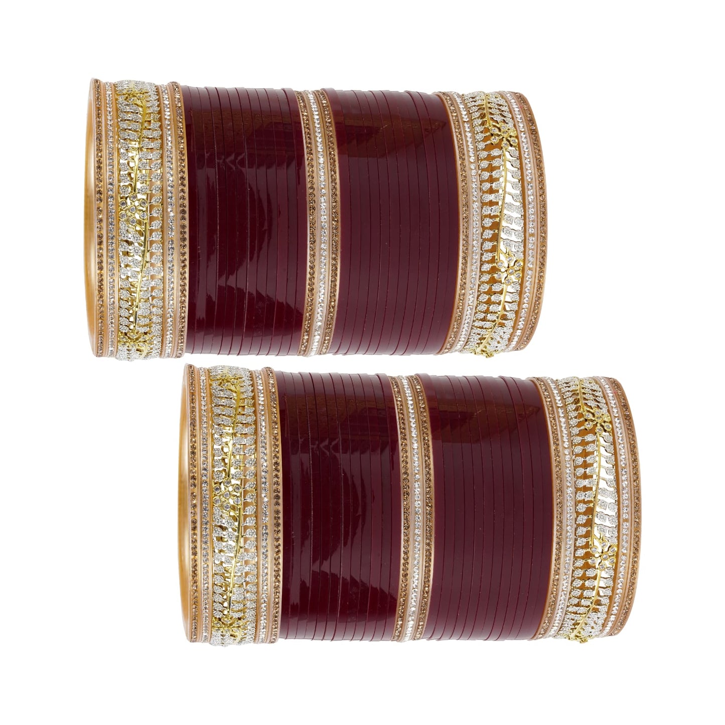 Red and maroon bridal bangles with AD work