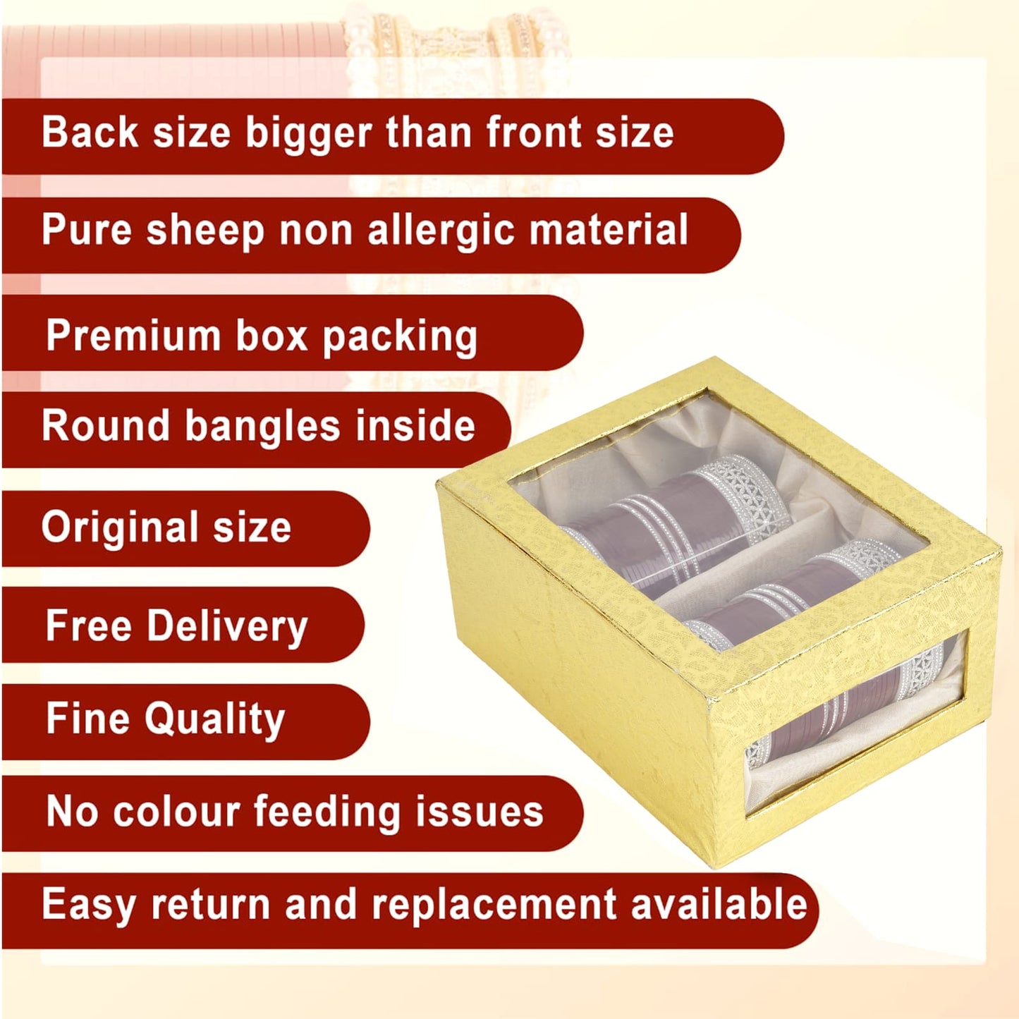 Red bridal chura with silver engraving